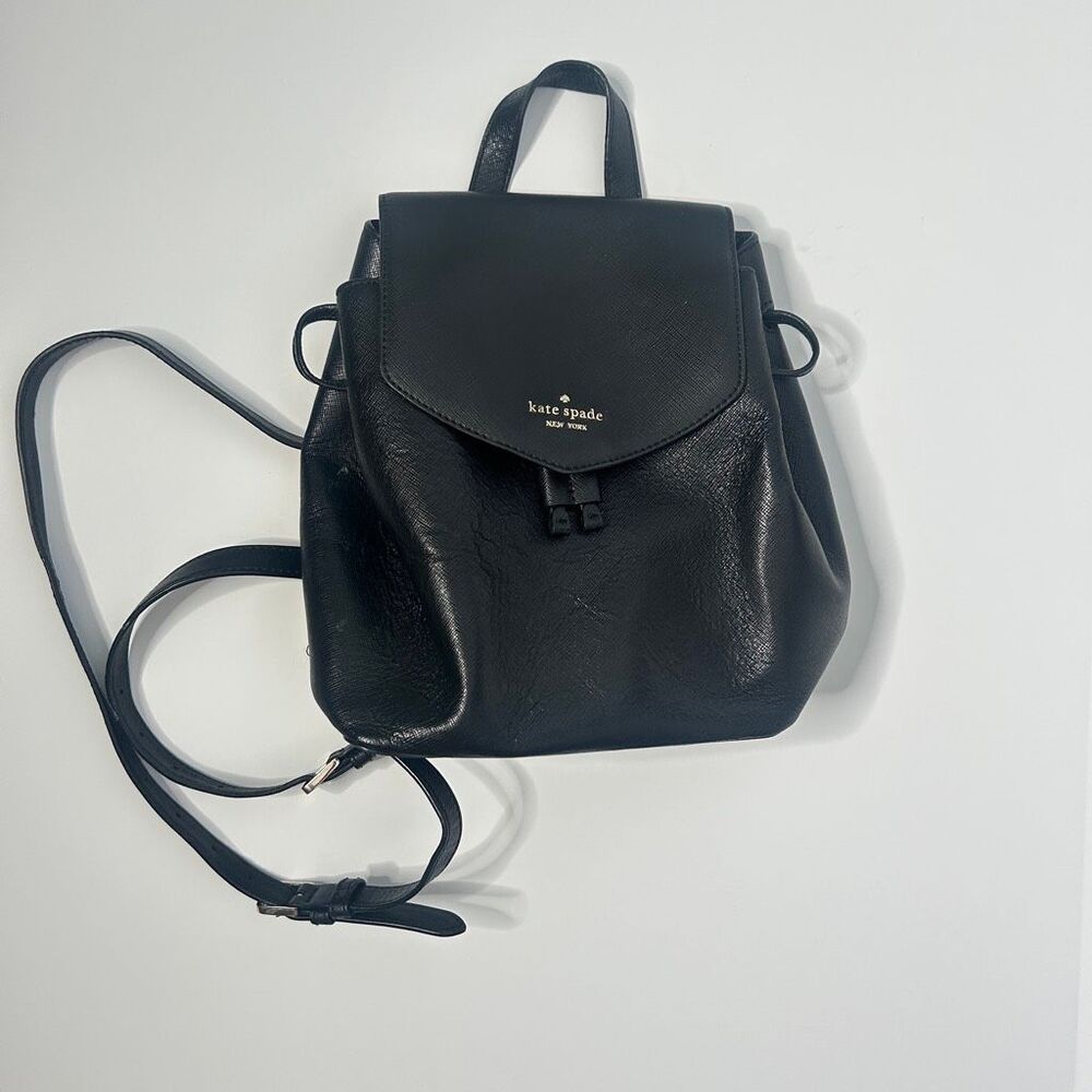 Kate Spade Black Saffiano Leather Flap Backpack